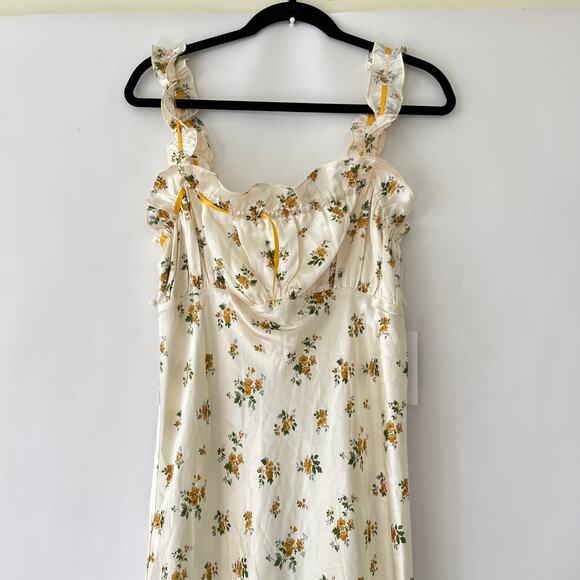 Reformation Erdem Silk Ruffled Flora Dress Missing Button M NWT - Picture 5 of 12